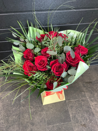 For My Sweetheart - 12 luxury red roses and fabulous foliage are all you need to make a grand romantic gesture to your sweetheart.